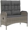 vidaXL Gartenbank mit Liegefunktion und Kissen 107 cm Poly Rattan Grau 319893 Bild 2