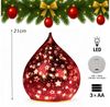formano LED Deko Farbglas Tropfen Sterne Rot 21 cm Glasleuchte in Crackle-Optik + Timer (6h an/18h aus), Batteriebetrieben. – Stimmungslicht Winter & Weihnachten Dekoleuchte für gemütliches Zuhause Bild 2