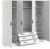 Spell Kleiderschrank B183cm 4 Türen 3 Schubladen weiß Schlafzimmer Schrank Bild 4