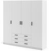 Spell Kleiderschrank B183cm 4 Türen 3 Schubladen weiß Schlafzimmer Schrank Bild 2