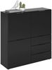 FMD Möbel - DARK 2 - Kommode m. 3 Türen u. 3 SK - melaminharzbeschichtete Spanplatte - schwarz - 99,1 x 101,2 x 31,5cm Bild 3