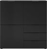 FMD Möbel - DARK 2 - Kommode m. 3 Türen u. 3 SK - melaminharzbeschichtete Spanplatte - schwarz - 99,1 x 101,2 x 31,5cm Bild 2