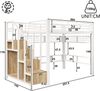 Merax Hochbett, Kinderbett 140×200cm, Jugendbett, mit LED-Lichtleiste, Treppenkonstruktionen mit Stauraum, Ohne Matratze, Weiß Bild 4