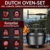 Dutch Oven 12 l mit Füßen – eingebrannt & sofort einsatzbereit, inkl. Deckelheber, Thermometerdurchführung, Rezeptbuch & Pflegeanleitung Bild 2