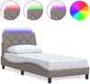 vidaXL Bettgestell mit LED ohne Matratze Taupe 90x200 cm Stoff 3310647 Bild 2