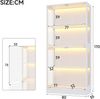 Flieks LED Vitrinenschrank 80×35×170 cm, Glasvitrine modern Weiß, Sammlungsvitrine mit App-Steuerung, 4 Ebenen, Push-to-Open Türen Bild 3