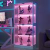 Flieks LED Vitrinenschrank 80×35×170 cm, Glasvitrine modern Weiß, Sammlungsvitrine mit App-Steuerung, 4 Ebenen, Push-to-Open Türen Bild 2