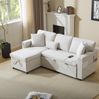 Ecksofa Bett Beige aus Flanell, ausziehbar mit Regal & USB-Anschluss, 214x131x87 cm Bild 3