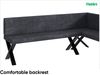 MEBLINI Eckbank für Esszimmer mit ausziehbarem Tisch - Küchenbank - Essecke - Sitzecke Küche - PETER - X-Beine 142x196x87cm Rechts - Dunkelgrau Samt/B Weiß Matt Bild 5