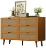 Refined Living Sideboard Kommode mit 6 Schubladen, Schubladenschrank aus Holz mit Metallgriffe (Maße: B120/H76.5/T40 cm, Schubladenkommode Rattan-Optik, Holzkommode, Hochwertige Materialien und Verarbeitung, 1 St, Sideboard Highboard mit viel Stauraum,... Bild 5