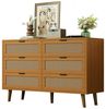 Refined Living Sideboard Kommode mit 6 Schubladen, Schubladenschrank aus Holz mit Metallgriffe (Maße: B120/H76.5/T40 cm, Schubladenkommode Rattan-Optik, Holzkommode, Hochwertige Materialien und Verarbeitung, 1 St, Sideboard Highboard mit viel Stauraum,... Bild 4