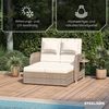 STEELSØN 'Caelum' Polyrattan Gartenliege, verstellbare Rückenlehne, inkl. Polster, beige, wetterfest, Sonnenliege mit ausklappbaren Seitenablagen Bild 3
