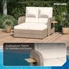 STEELSØN 'Caelum' Polyrattan Gartenliege, verstellbare Rückenlehne, inkl. Polster, beige, wetterfest, Sonnenliege mit ausklappbaren Seitenablagen Bild 4