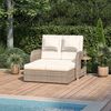 STEELSØN 'Caelum' Polyrattan Gartenliege, verstellbare Rückenlehne, inkl. Polster, beige, wetterfest, Sonnenliege mit ausklappbaren Seitenablagen Bild 2