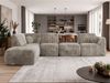 Wohnlandschaft modular NOARA 6M L, Eckcouch mit Wellenfederung, freistehendes Ecksofa, Modernes Design - Hellbraun Cord - Links Bild 4