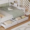 Kinder Etagenbett mit Treppenschrank, Dachdesign, 2 Rollschubladen, Weiß, 90/140x200 cm, Kinderbett Hochbett Bild 4