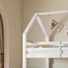 Kinder Etagenbett mit Treppenschrank, Dachdesign, 2 Rollschubladen, Weiß, 90/140x200 cm, Kinderbett Hochbett Bild 5