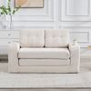 HAUSS SPOLE Schlafsofa mit Umbaufunktion,Modulares Bodensofa Zweisitzer,Wohnzimmer Cord Beige, Zweisitziges Sofa mit Seitentaschen und Getränkehaltern, umbaubarer Doppel-Sitzsack mit gesteppten Kissen und Rückenlehne Bild 2