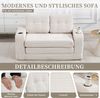 HAUSS SPOLE Schlafsofa mit Umbaufunktion,Modulares Bodensofa Zweisitzer,Wohnzimmer Cord Beige, Zweisitziges Sofa mit Seitentaschen und Getränkehaltern, umbaubarer Doppel-Sitzsack mit gesteppten Kissen und Rückenlehne Bild 4
