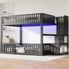 Flieks Etagenbett, Metallbett Kinderbett 140x200 cm mit LED-Beleuchtung, oberem Lattenrost Bild 2