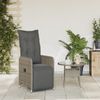 vidaXL Gartensessel Verstellbar mit Kissen Grau Poly Rattan 365697 Bild 3