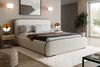 MEBLINI Polsterbett 160x200 mit Stauraum, Lattenrost und Bettkasten - Elfenbeinfarbe Webstoff ohne Matratze - BELLION - Kopfteil Bett mit Stauraum - Doppelbett - Stauraumbett - Betten Bild 1