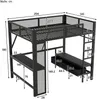 Hochbett mit LED-Streifen, Schreibtisch, Lattenrost, Leiter, Schubladen und Rausfallschutz, 140x200cm, Kinderbett, Metallbett, Jugendbett Bild 5