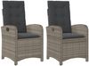 Gartensessel 2er Set, Gartenstuhl mit Kissen Verstellbar Grau Poly Rattan Bild 2
