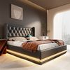 Polsterbett 160x200 cm aus PU mit Stauraum, USB- und Type-C-Anschlüssen sowie 3-seitiger LED-Beleuchtung Bild 3