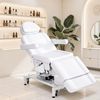 BarberPub Kosmetikliege Elektrisch mit 3 Motoren & Rollen, Massageliege Klappbar & 18CM Höhenverstellbar, 180°Drehbare Armlehnen, Tattoo Liege für SPA Salon 0754 (Weiß/Kunstleder) Bild 2