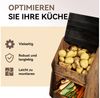 Puluomis Vorratsdose Vorratsdose Kartoffelbox, Gemüsebox mit Rollen, Kartoffelkiste, (Gemüsebehälter mit Belüftung und Brotfach, Aufbewahrung von Gemüse und Obst, Kartoffelbox braun schwarz) Bild 4