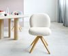 Drehstuhl Nube-Flex Bouclé Weiß Holzgestell kantig Natur 180° drehbar Taschenfederkern Bild 2