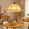 LED Hängeleuchte, Hanfseil, Dekornähte, beige, schwarz, H 120 cm Bild 4