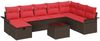 vidaXL Gartensofa-set mit Kissen 9 pcs Braun und Rot Poly-Rattan 3358943 Bild 2