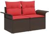 vidaXL Gartensofa-set mit Kissen 9 pcs Braun und Rot Poly-Rattan 3358943 Bild 4