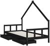 vidaXL Kinderbett mit Schubladen Schwarz 90x200 cm Massivholz Kiefer 834554 Bild 4