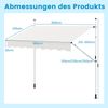 Klemmmarkise 200cm Balkonmarkise ohne Bohren mit Handkurbel Höhenverstellbar & UV-beständig 200 cm Weiß Bild 2