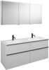 Burgbad FIUMO Waschtisch Set mit Spiegelschrank 142 cm breit, Weiß, Doppelwaschbecken Gussmarmor Weiß, 4 Schubladen, Anschlag rechts Bild 2