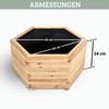 Pflanzkasten Holz 6-eckig MICHA - Inkl. Vlies und Handschuhe | Pflanzkübel Tannenholz Blumenkasten Blumenkübel Blumentopf Terrasse, 60cm Breit Bild 2