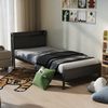 Doppelbett aus Metall mit USB-Anschlüssen & Stauraum-Kopfteil, ohne Matratze, 140x200 cm, Schwarz Bild 2