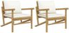 vidaXL Gartenstühle 2 Stk. mit Cremeweißen Kissen Bambus 363462 Bild 2