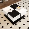Moderner Couchtisch Schwarz Weiß 70×70×35.5 cm mit 2 Schubladen,modernes Design, viel Stauraum Bild 2