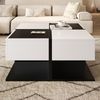 Moderner Couchtisch Schwarz Weiß 70×70×35.5 cm mit 2 Schubladen,modernes Design, viel Stauraum Bild 4