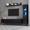 Merax Wohnwand mit LED-Beleuchtung, in Hochglanz Weiß/Schwarz, (3-St), 3-teilig TV-Wohnwand Set mit TV Schrank, Vitrine & Hängeregal Bild 3