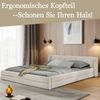 Doppelbett 160×200cm, Chenillestoff, komfortable Rückenlehne, robustes Eukalyptus- und Eisengestell, einfach zu montieren, Beige (ohne Matratze) Bild 5