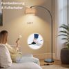 LMaxhome LED Stehlampe mit Fernbedienung Boho Dimmable Standlicht 185cm für Wohnzimmer, Büro, Höhenverstellbarer und 360° drehbarer Lampenarm, LED fest integriert, 3000-6500K, mit Fußschalter und APP-Steuerung, Doppelter Lampenschirm, Fassung E26 Bild 3