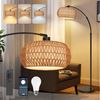 LMaxhome LED Stehlampe mit Fernbedienung Boho Dimmable Standlicht 185cm für Wohnzimmer, Büro, Höhenverstellbarer und 360° drehbarer Lampenarm, LED fest integriert, 3000-6500K, mit Fußschalter und APP-Steuerung, Doppelter Lampenschirm, Fassung E26 Bild 5