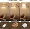 LMaxhome LED Stehlampe mit Fernbedienung Boho Dimmable Standlicht 185cm für Wohnzimmer, Büro, Höhenverstellbarer und 360° drehbarer Lampenarm, LED fest integriert, 3000-6500K, mit Fußschalter und APP-Steuerung, Doppelter Lampenschirm, Fassung E26 Bild 4