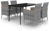 vidaXL 5-tlg. Garten-Essgruppe mit Auflagen Poly Rattan und Glas 3099789 Bild 2
