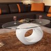 vidaXL Couchtisch mit Ovaler Glasplatte Hochglanz Weiß 240318 Bild 5